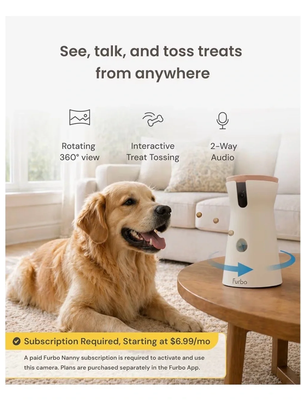 Furbo White Interactive Dog Camera & Treat Dispenser